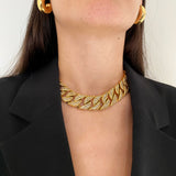 Krystal Chunky Chain 24K Forgyldt Halskæde m. Krystal