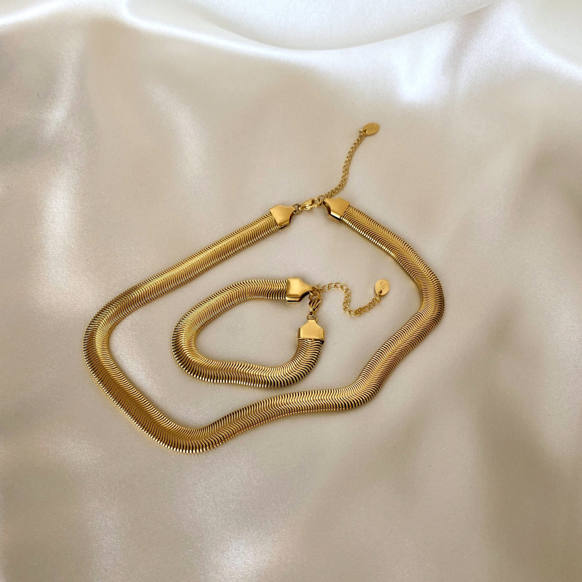 Flat Snake 18K Gold Plated Necklace