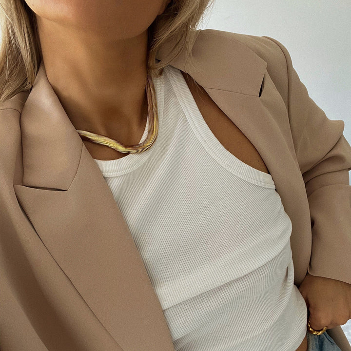 Flat Snake Halskette 18K vergoldet