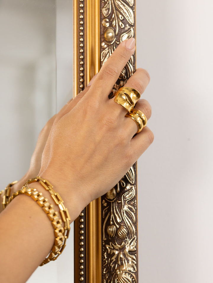 Doppelkuppel 18k Gold plattiert Ring