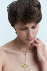 Ginkgo Hoop Lock Gold vergoldete Halskette m. Zirkon