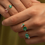 Artisia Blatt offen 18k goldener Ring w. Saphire & Diamond