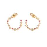 Artisia Leaf 18K Gold Earrings w. Diamonds & Rubies