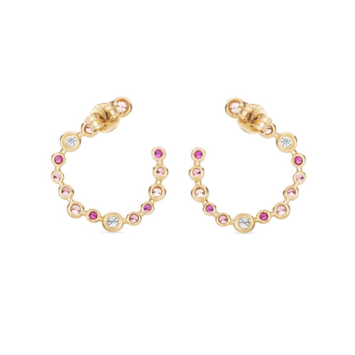 Artisia Leaf 18K Gold Earrings w. Diamonds & Rubies