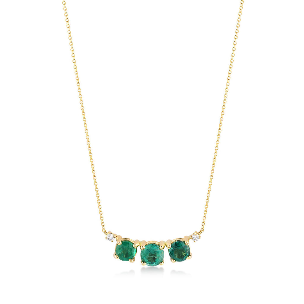 Artisia 18K Gold Necklace w. Diamond & Emerald