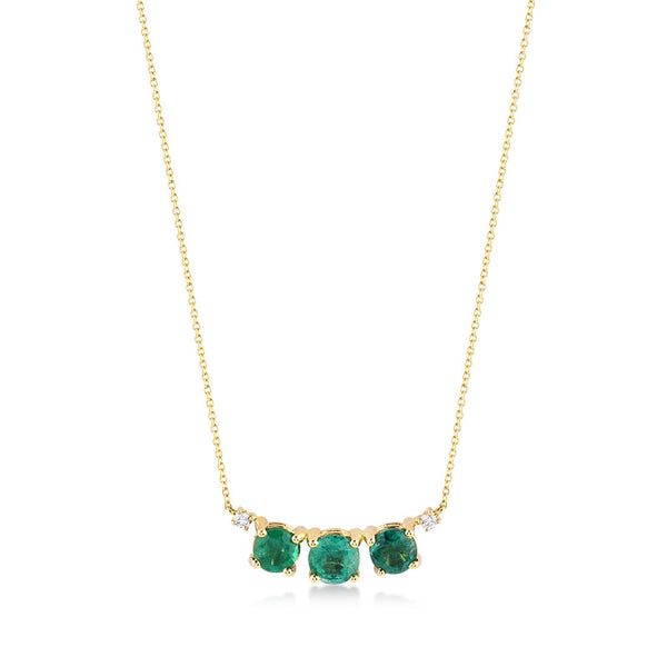 Artisia 18K Gold Necklace w. Diamond & Emerald