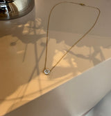 Auria Solitaire 14K Gold, Whitegold or Rosegold Necklace w. Lab-Grown Diamond