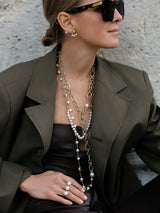 18K Guld Diamant m. Akoya Perler