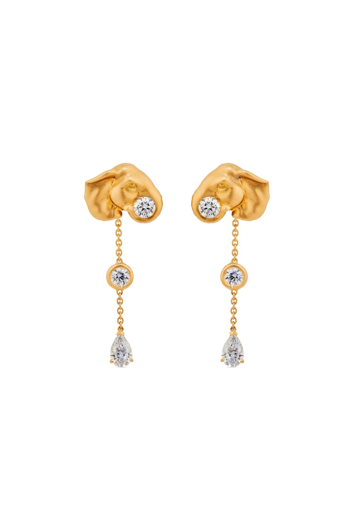 Elephant 18K Gold & Silver Earrings w.Diamond