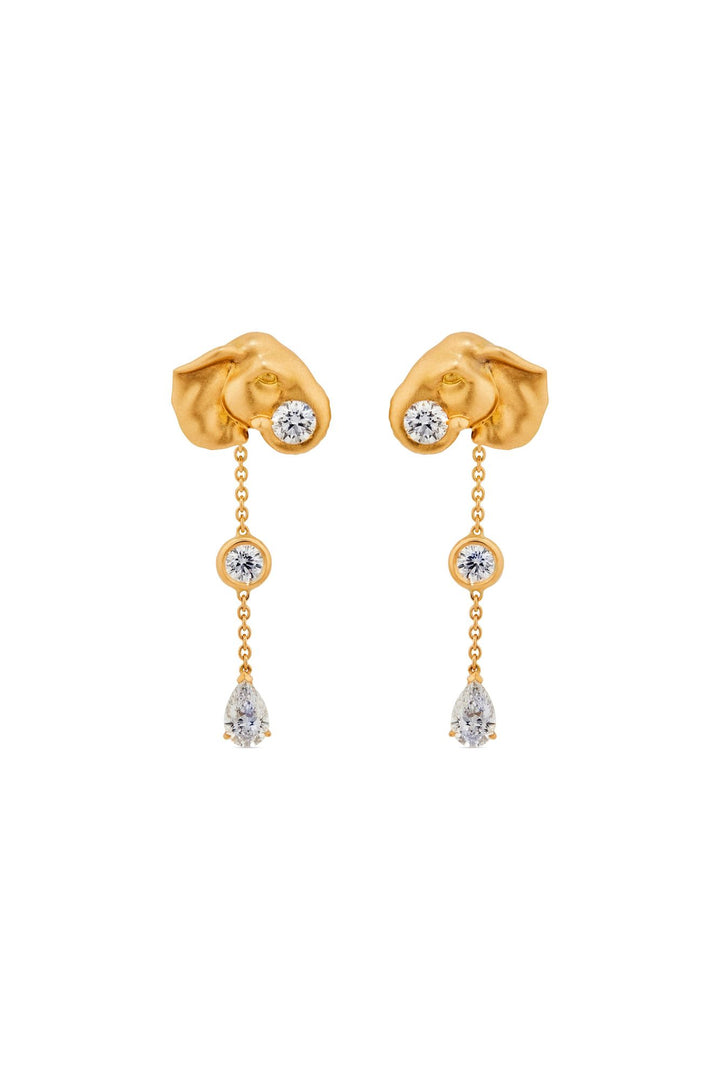 Elephant 18K Gold & Silver Earrings w. Lab-Grown Diamond