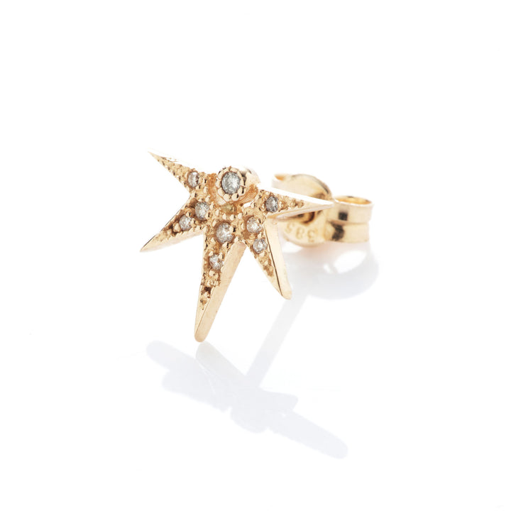 Half-Star Janis 18K Gold Earring w. Diamonds