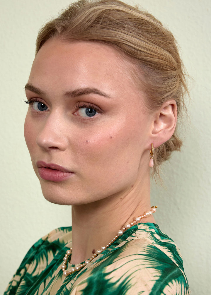 Tessa Gold Plated Earrings w. Pink Opal