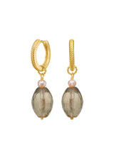 Evita Gold Plated Earrings w. Lemon Quartz & Pearl