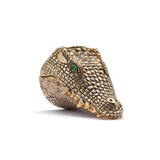 Alligator Head 18K Gold Ring w. Diamonds & Tsavorite