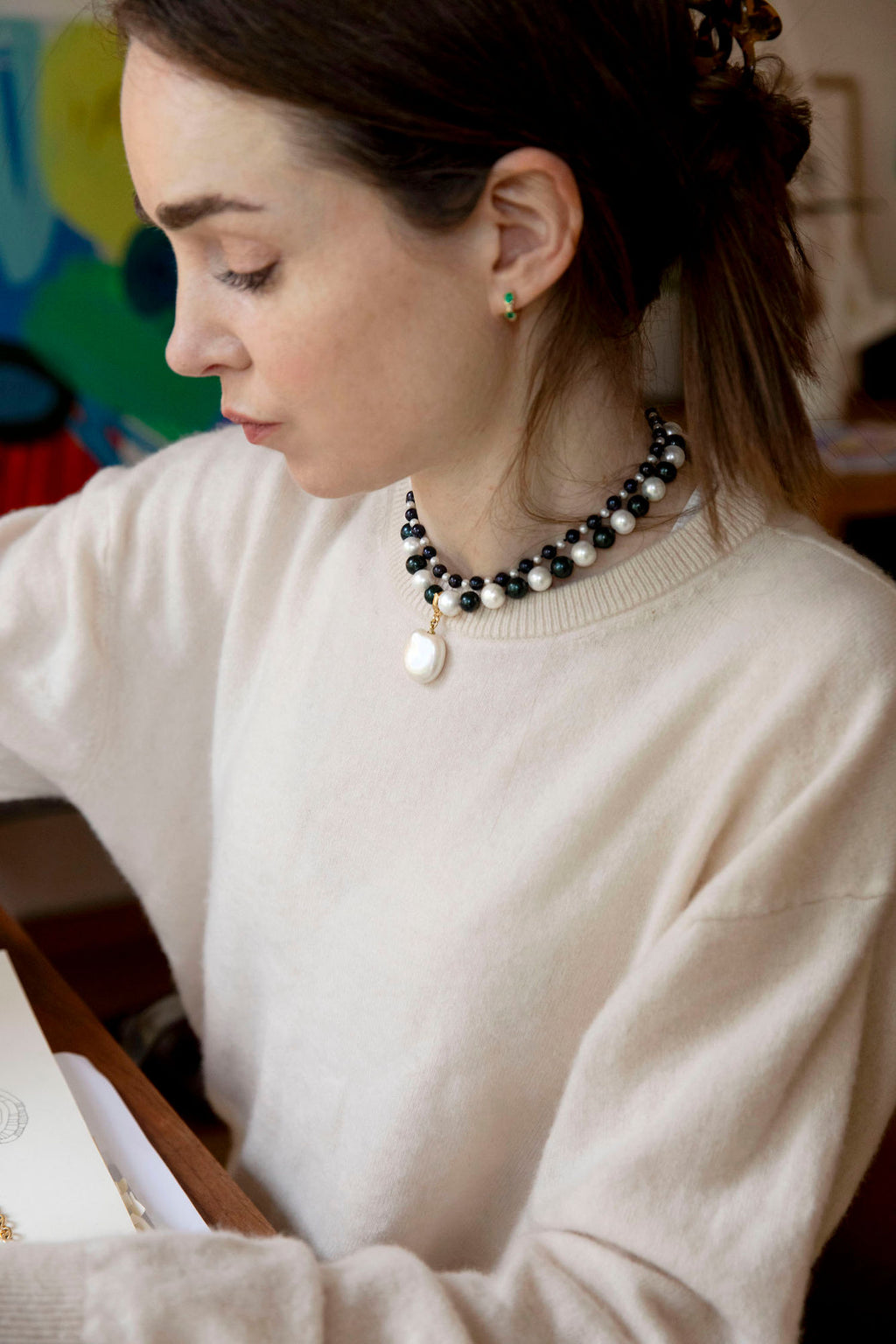 Small Pebble Monochrome 18K Gold Necklace