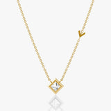 Arrow Station Gold Necklace w. Princess Cut Lab-Grown Diamond
