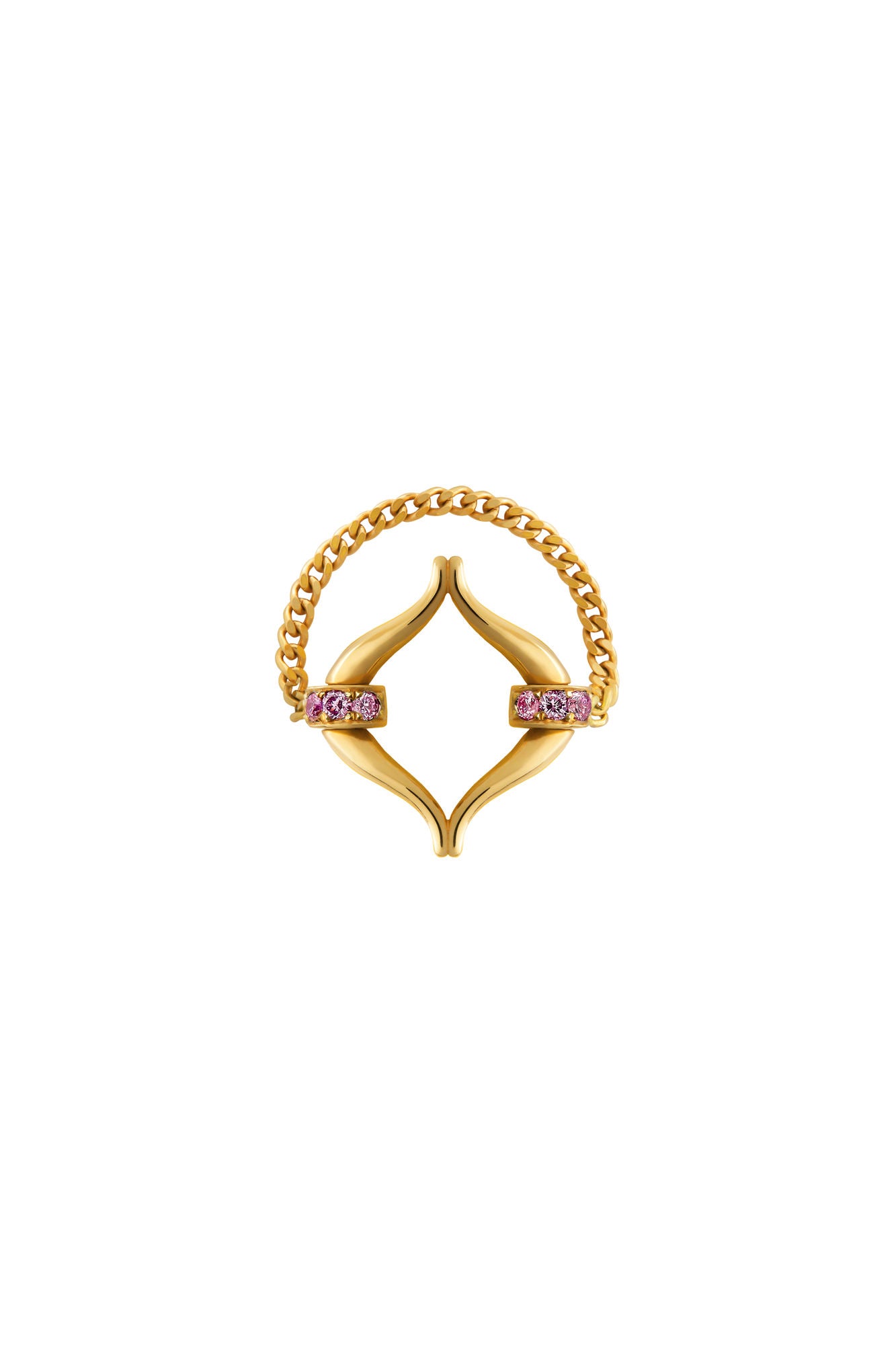 Eboris Link 18K Gold Ring w. Pink Saphires