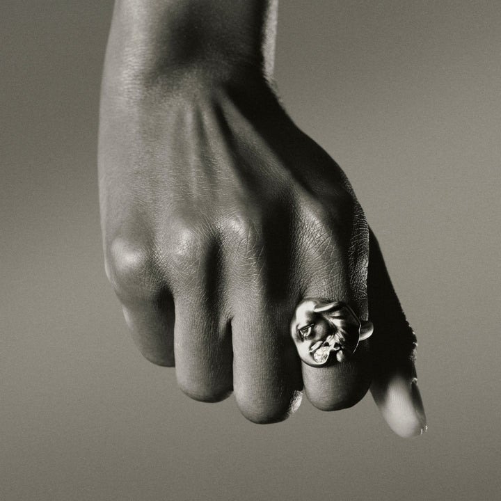 Elephant 18K Gold Ring w. Lab-Grown Diamond