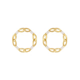 Baguette Circle Gold Plated Earrings w. Zirconia