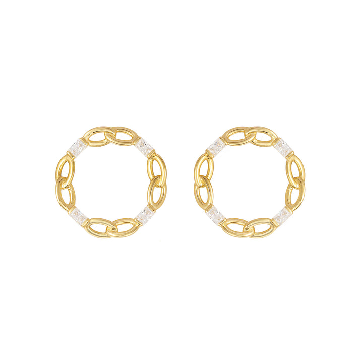 Baguette Circle Gold Vermeil Ohrringe w. Zirkonia