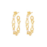 Baguette Chain Gold Plated Hoops w. Zirconia