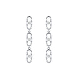 Baguette Paper Clip Sort Rutenium på Sølv Øreringe m. Zirkon