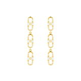 Baguette -Büroklamme Gold Vermeil Ohrringe w. Zirkonia