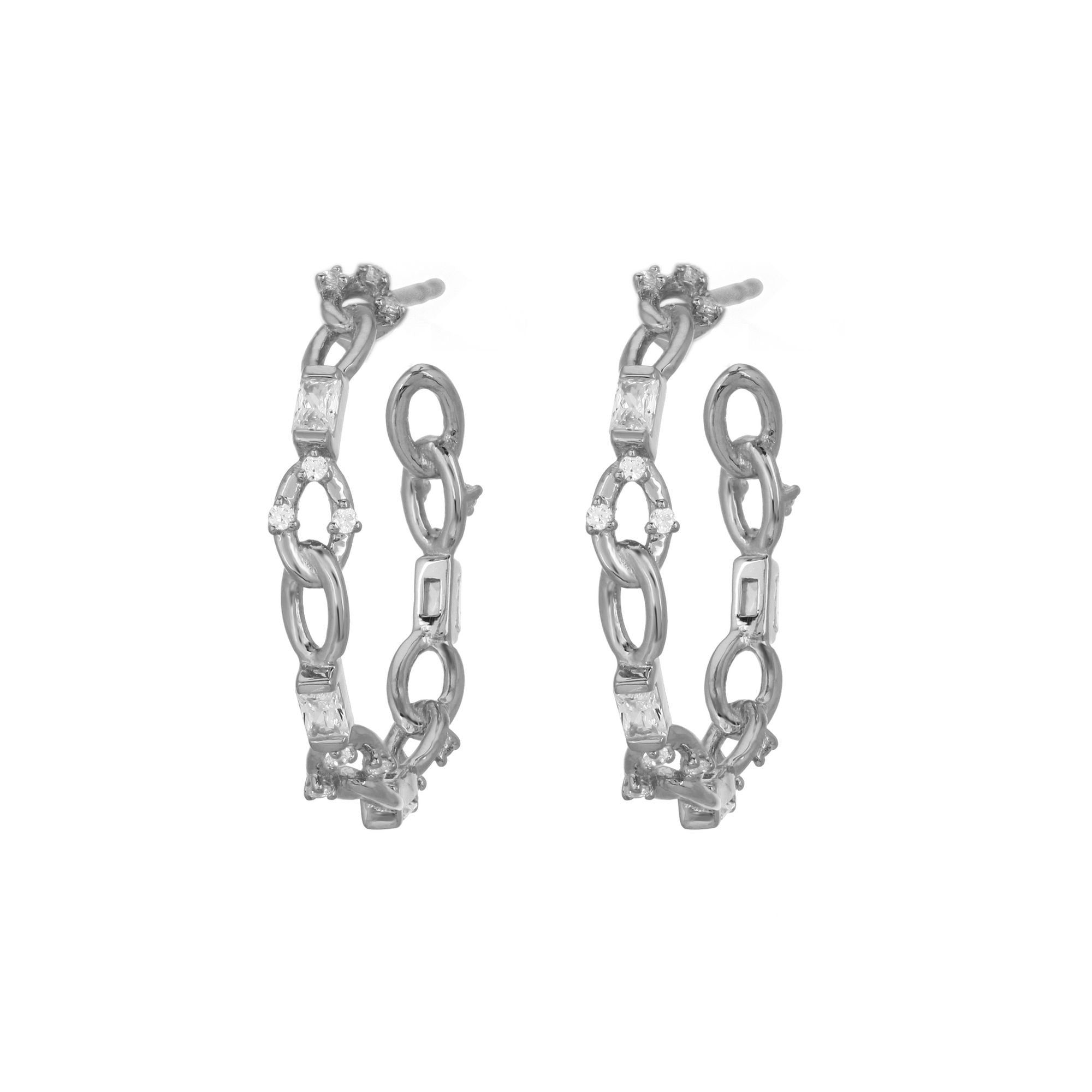 Baguette -Kette schwarzer Ruthenium auf Silberrefen w. Zirkonia