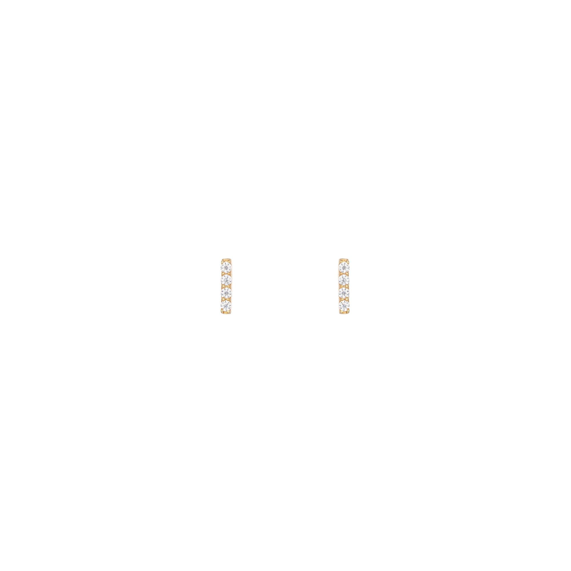Bar 18K Gold Earring w. Diamonds