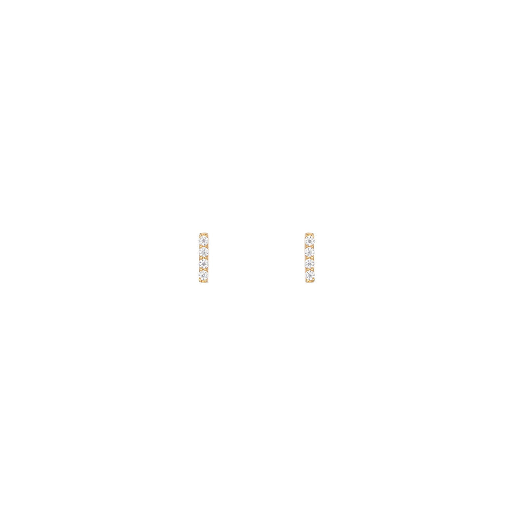 Bar 18K Gold Earring w. Diamonds