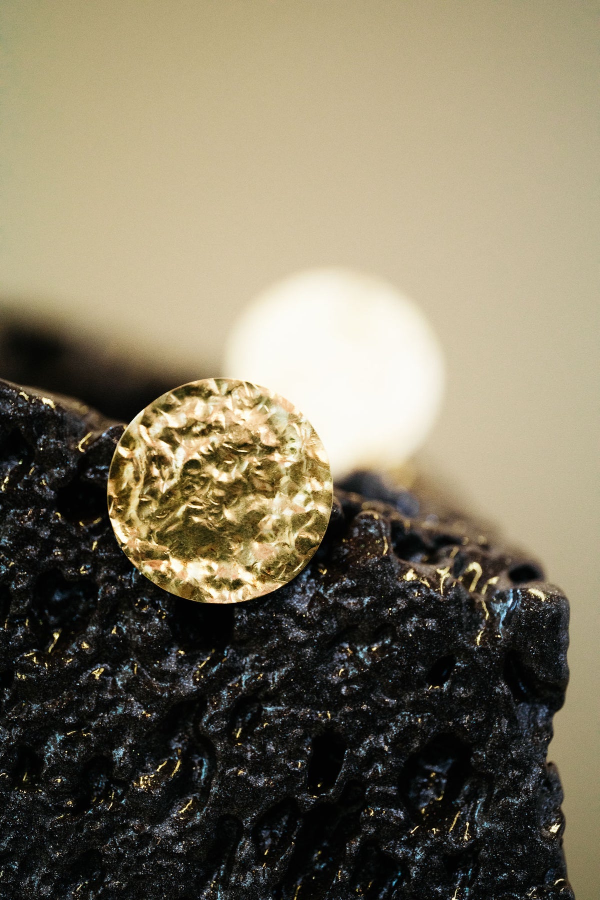 Large Sun Disc Stud 18K Gold Earrings