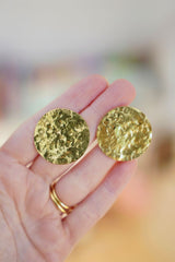 Large Sun Disc Stud 18K Gold Earrings