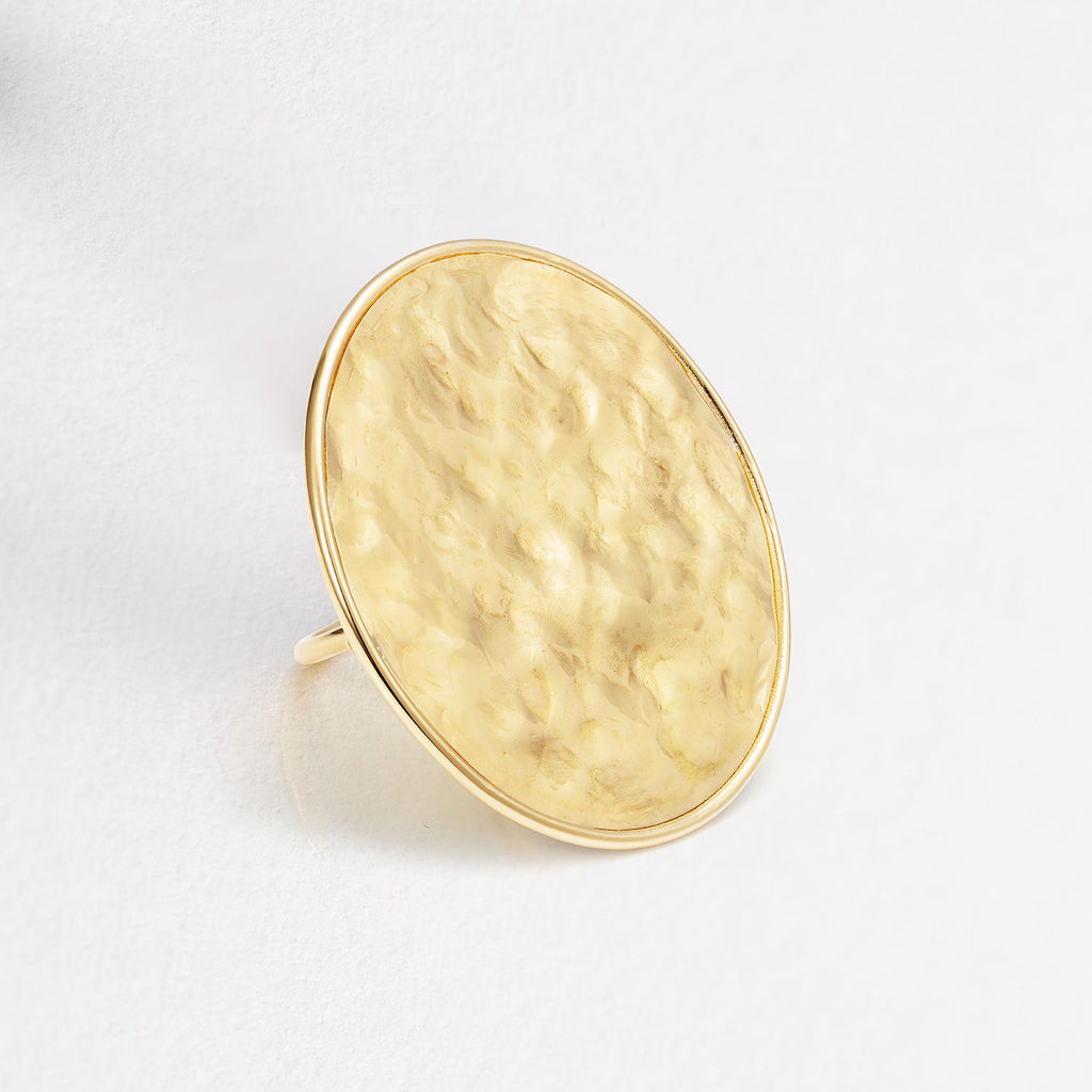 Large Sun Disc 18K Gold Ring