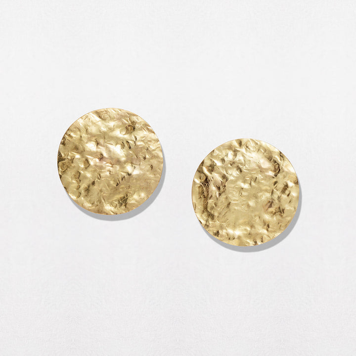 Large Sun Disc Stud 18K Gold Earrings