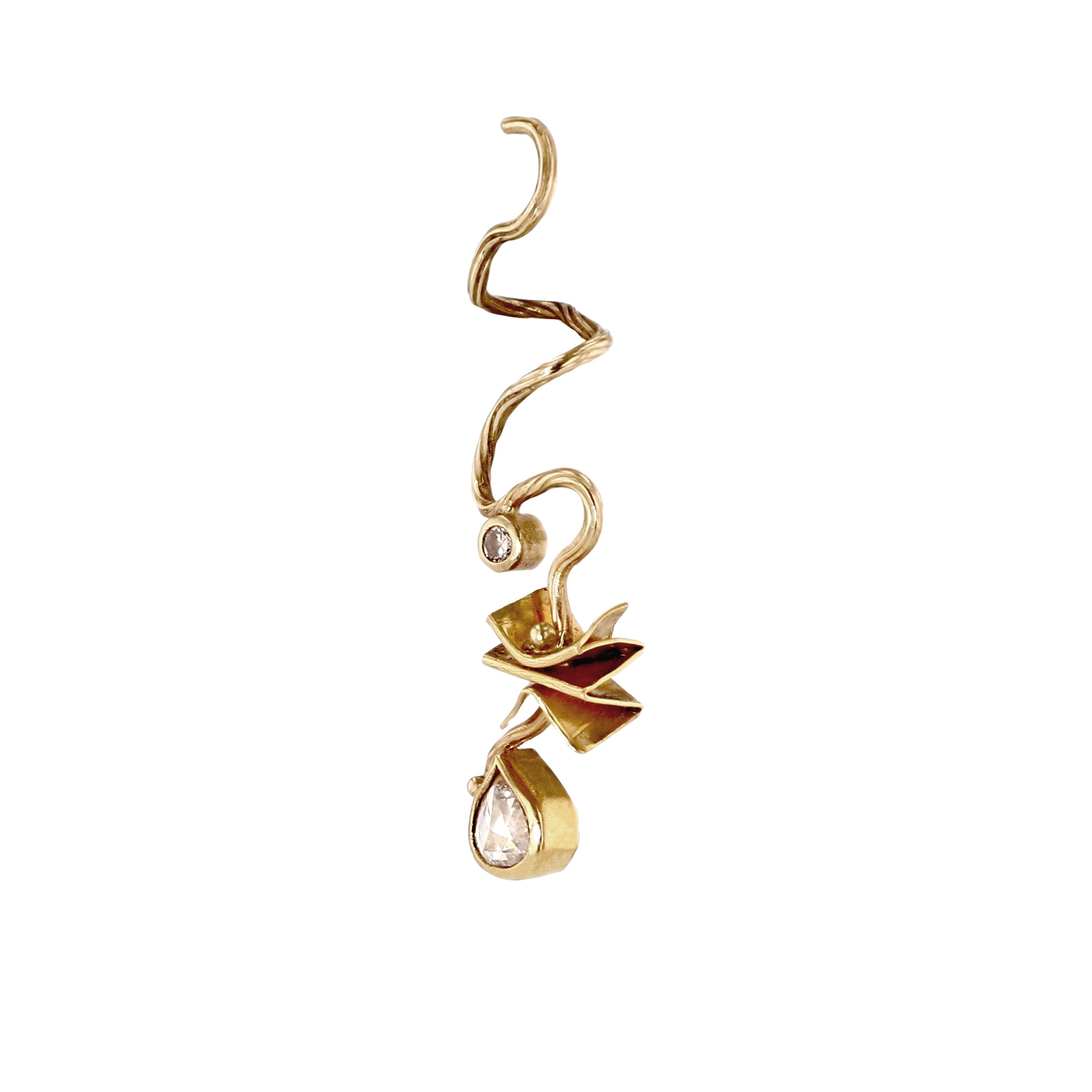 Mucha 18K & 22K Gold Earring w. Diamonds