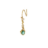 Spiral 18K & 22K Gold Earrings w. Emerald & Diamond