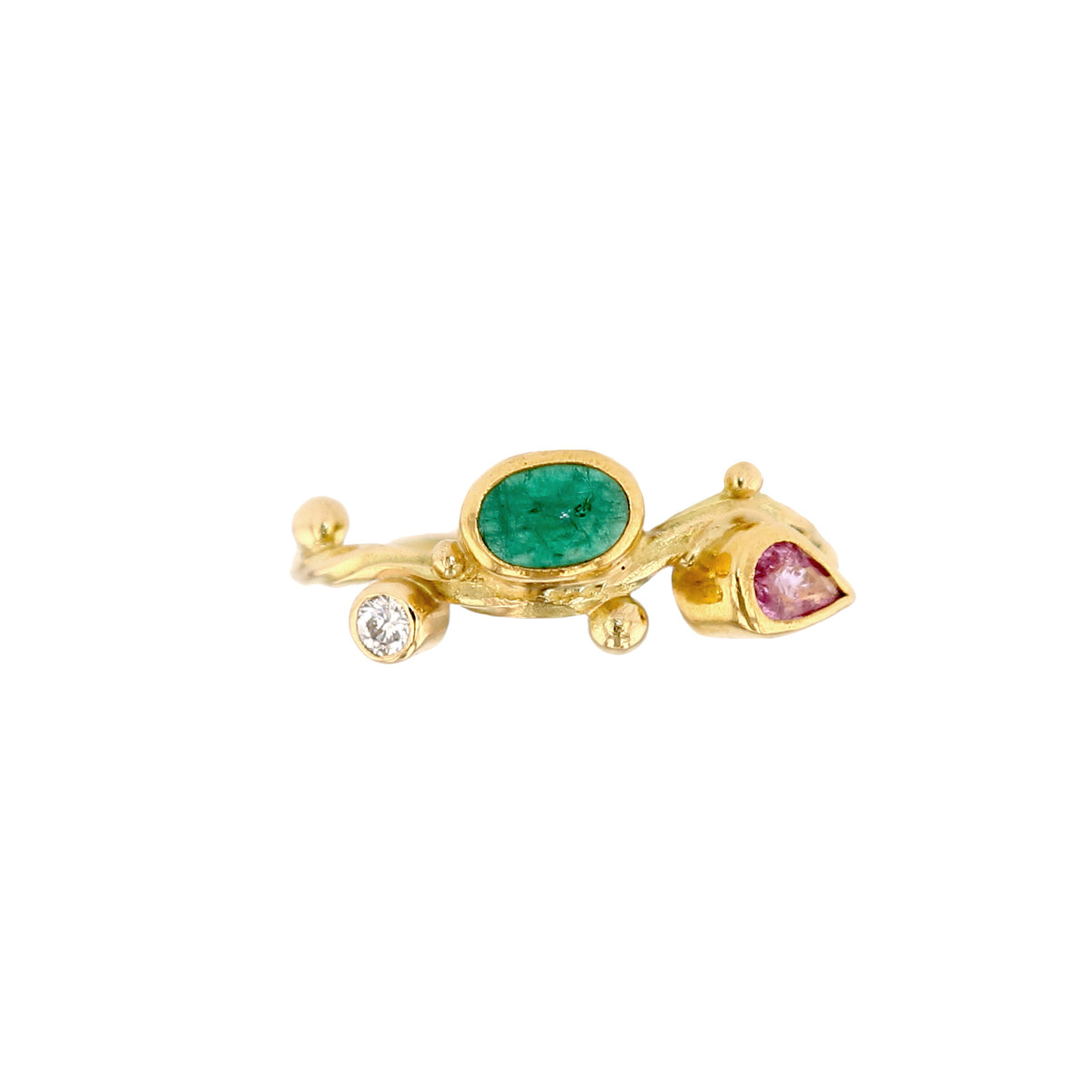 Seafire 18K & 22K Gold Ring w. Diamond, Sapphire & Emerald
