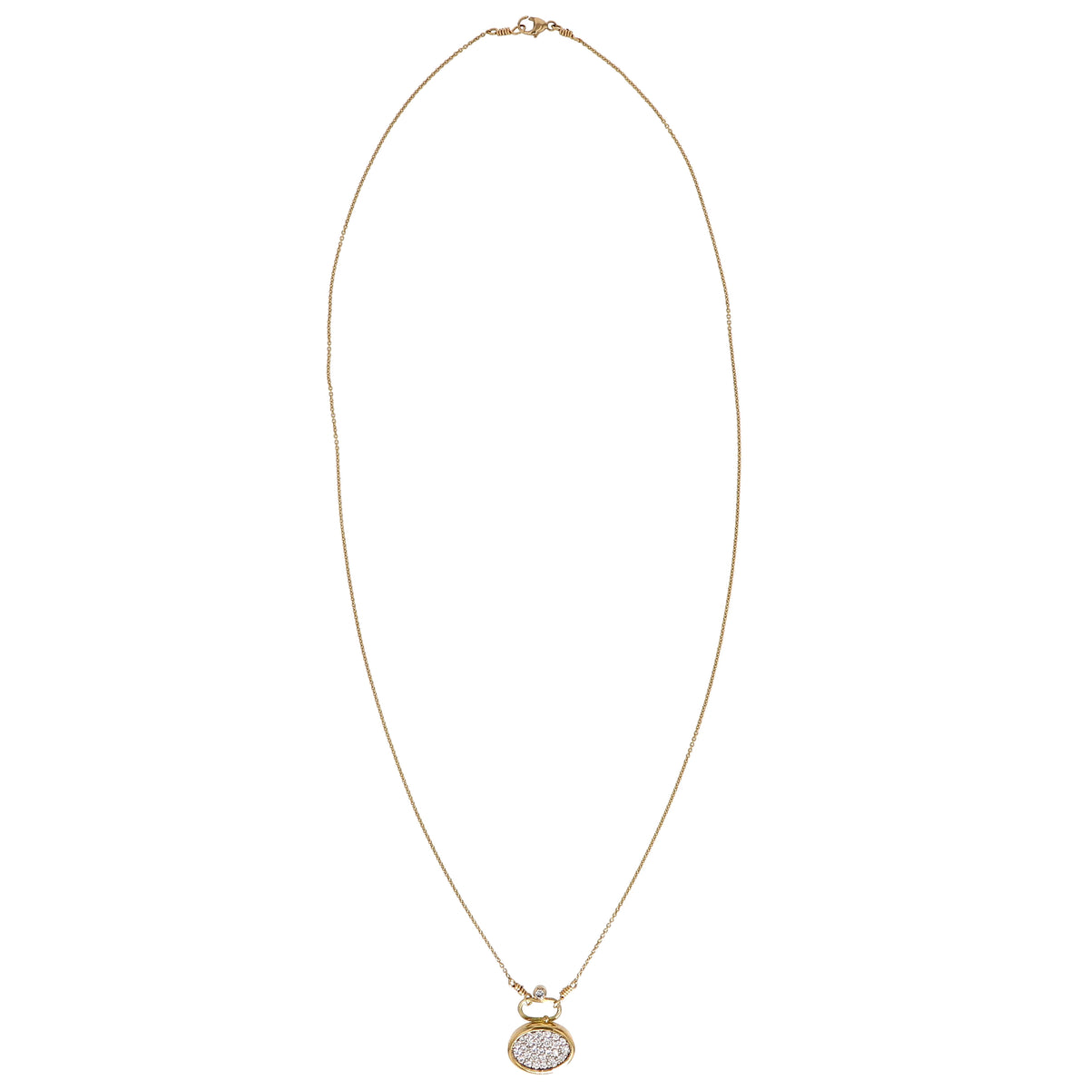 Pavé 18K & 22K Guld & Hvidguld Halskæde m. 28 Diamanter