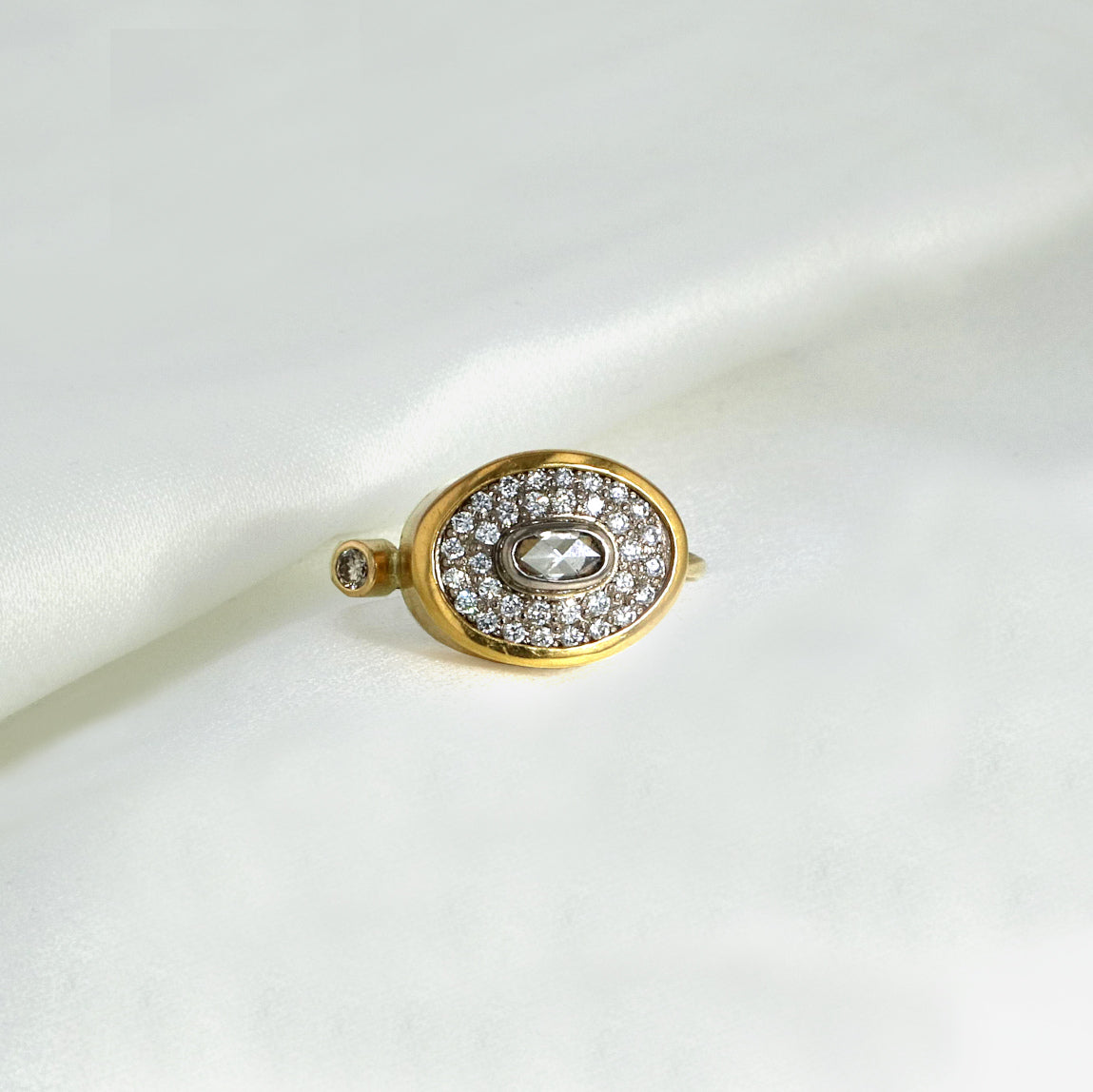 Pavé Cocktail 18K & 22K Gold Ring w. Diamonds