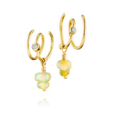 Spiral 18K Guld Hoops m. Diamanter & Opaler