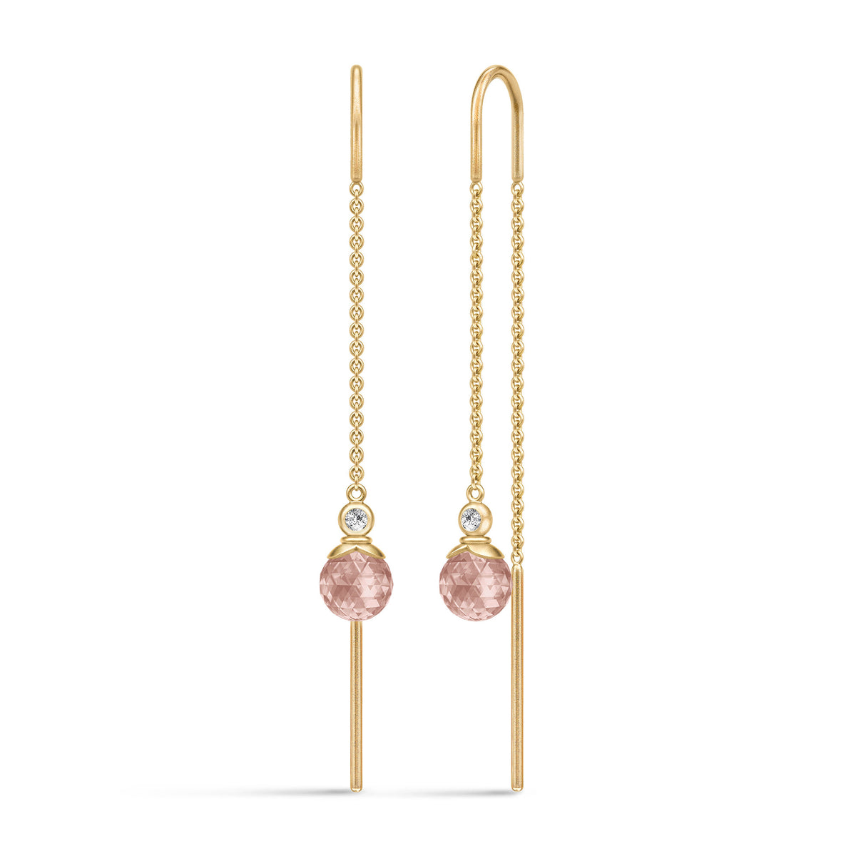 Berry Chain Øreringe m. Turmalin Rosa Zirconia