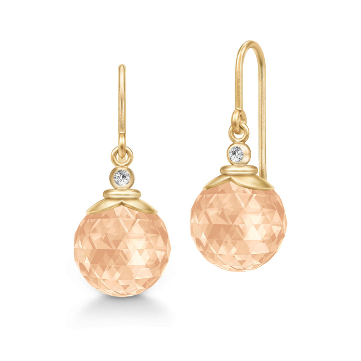 Berry Gold Plated Earrings w. Peach Morganite Zirconia