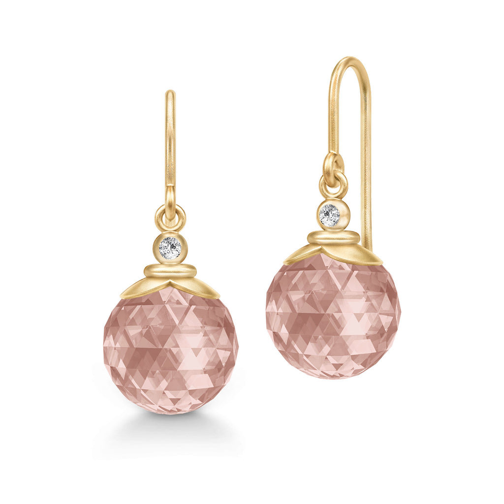 Berry Gold Plated Earrings w. Turmalin Rose Zirconia