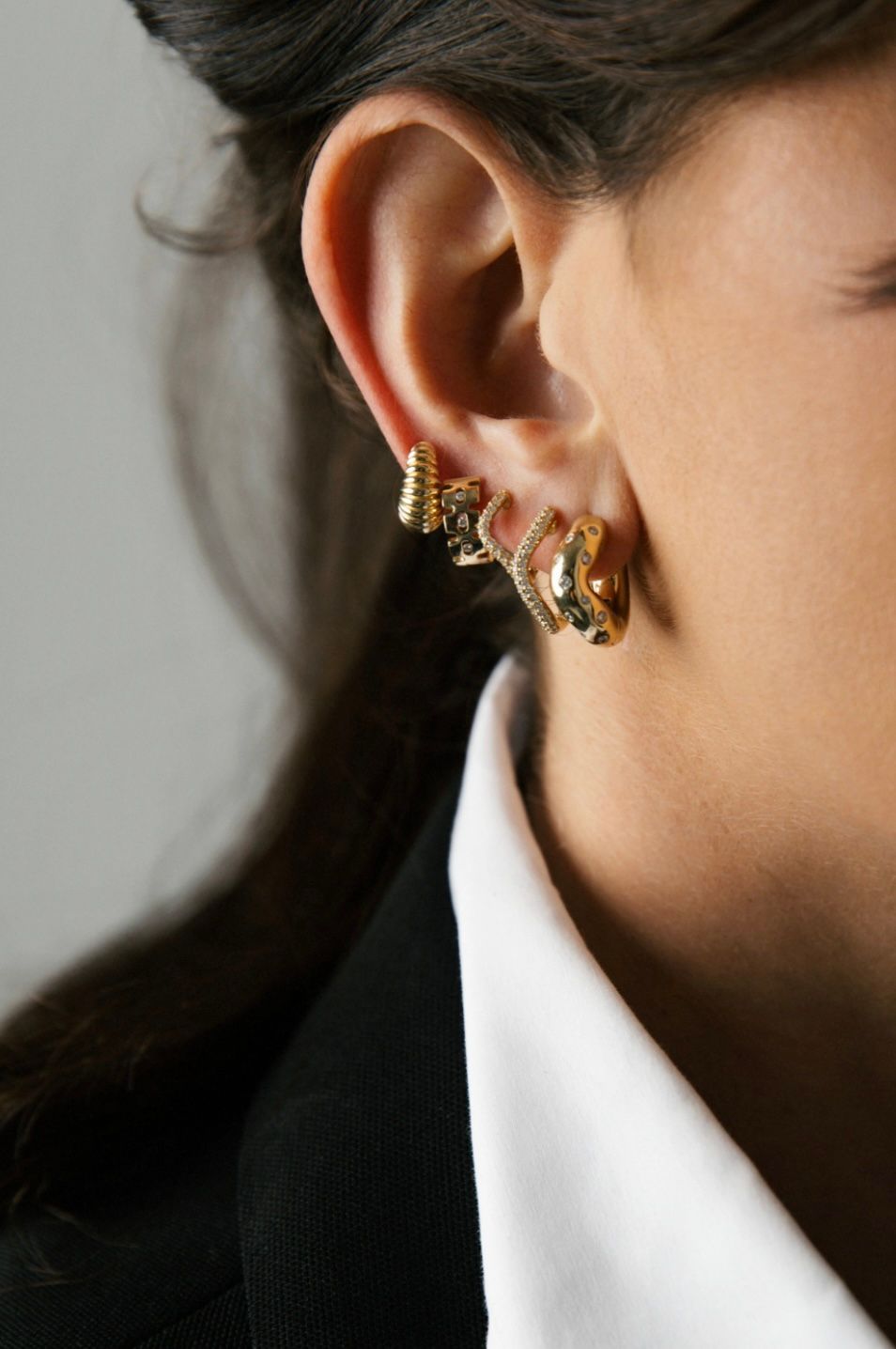 Better Together 14K Gold Hoops w. Diamonds