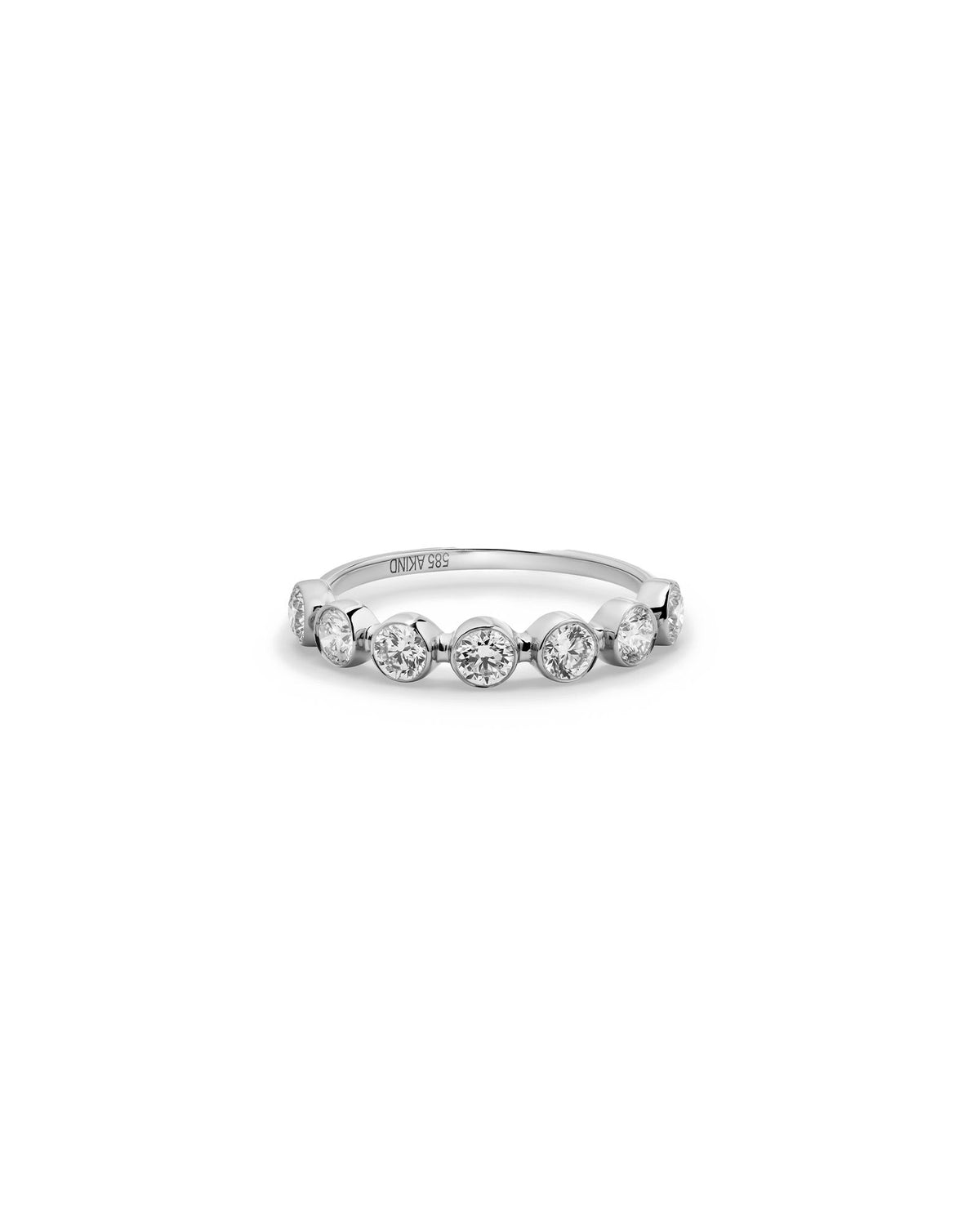 Bold 14K or 18K White Gold Bezel Band Ring w. Lab-Grown Diamonds