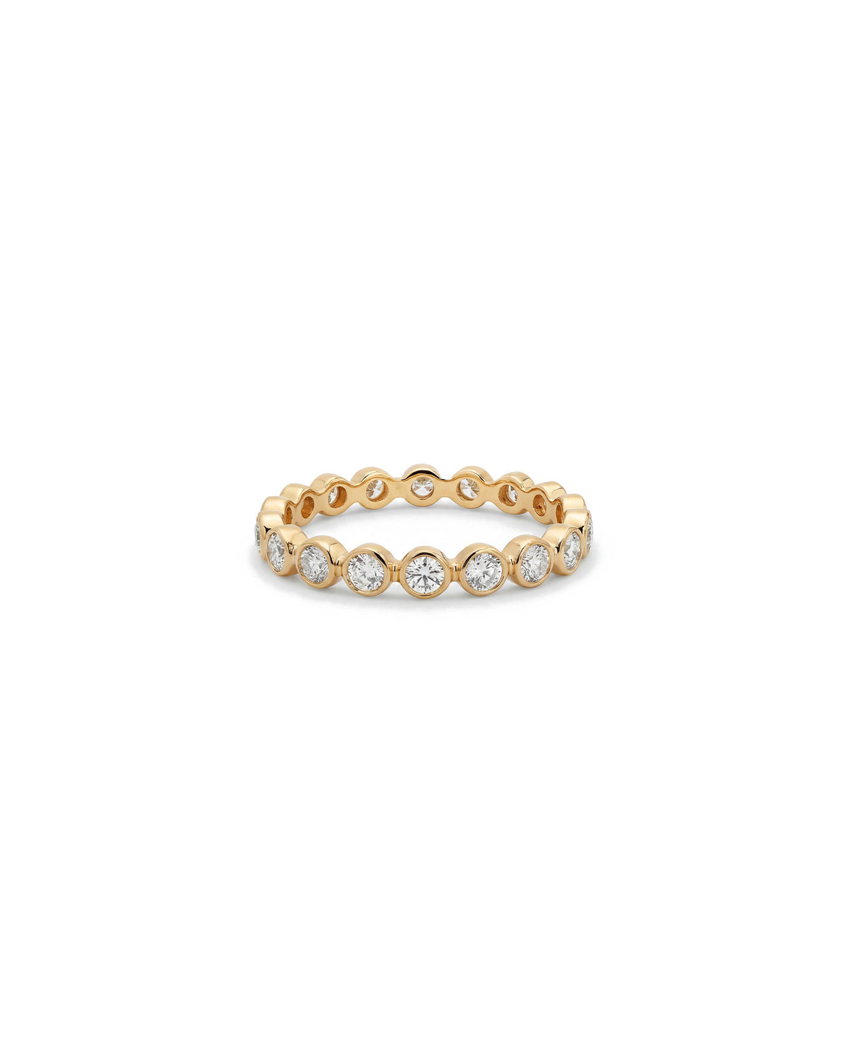 14K or 18K Gold Bezel Eternity Band Ring w. Lab-Grown Diamonds