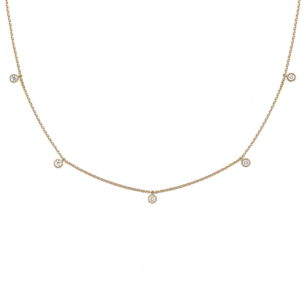 Mini Choker Bezel 18K Gold Necklace w. Diamonds
