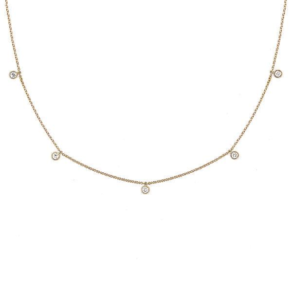 Mini Choker Bezel 18K Gold Necklace w. Diamonds
