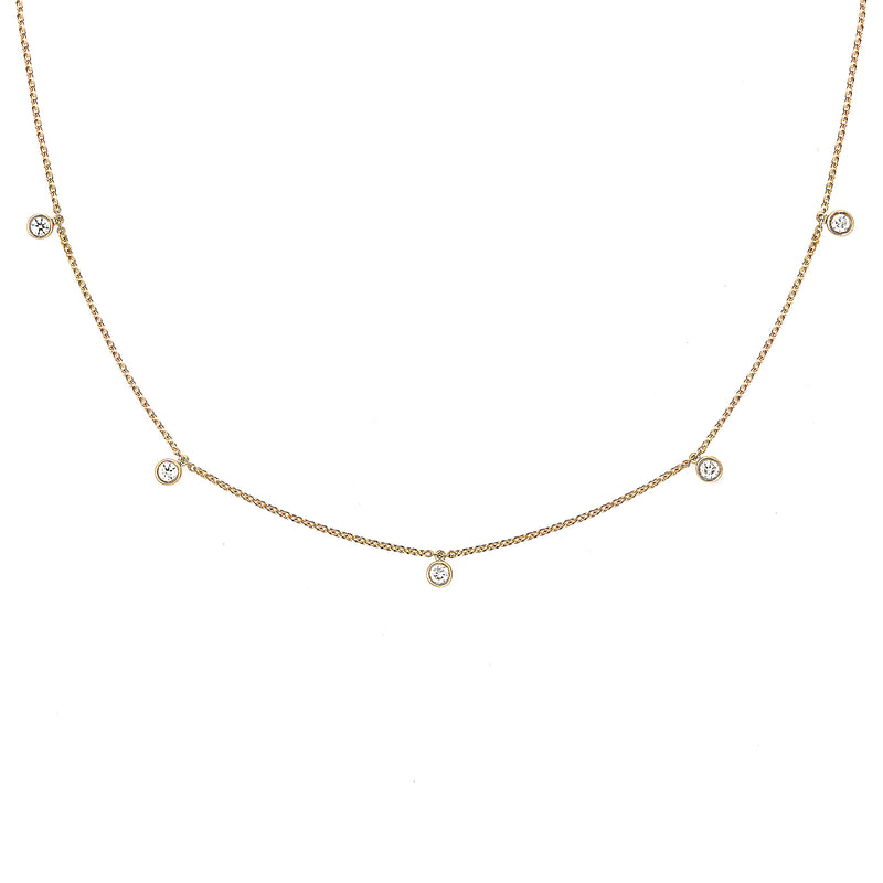 Mini Choker Bezel 18K Gold Necklace w. Diamonds