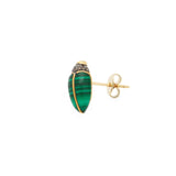 Mini Scarab 18K Gold & Silber Stud w. Malachit